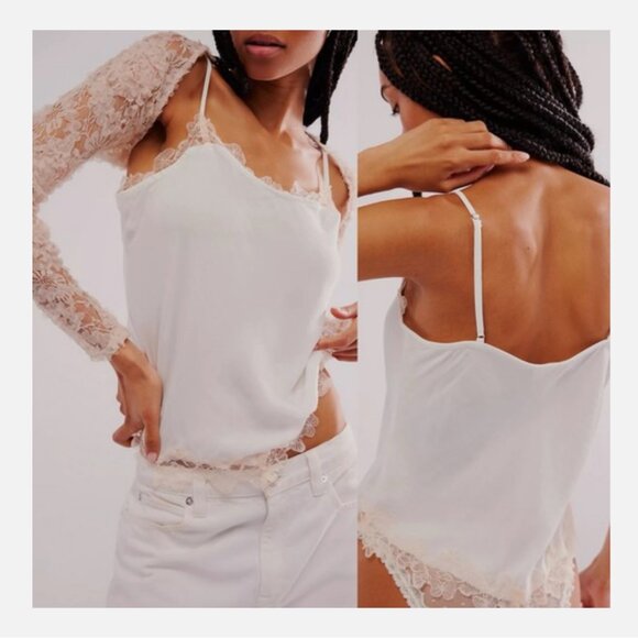 NWOT Free People Sunset Lover Cami in Ivory - Picture 1 of 6